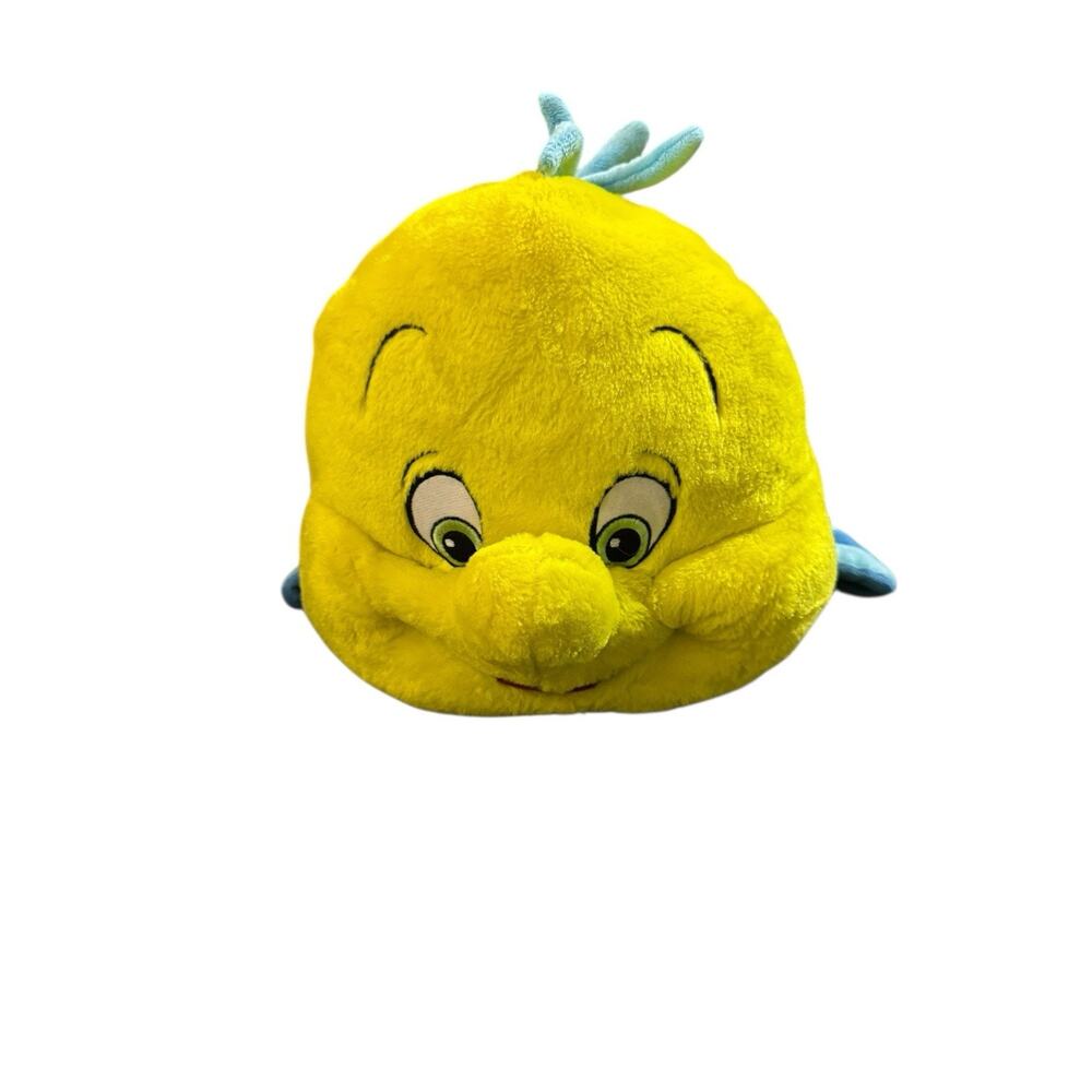 Disney Little Mermaid Flounder Fish Stuffed Animal Plush Toy 16" Zipper